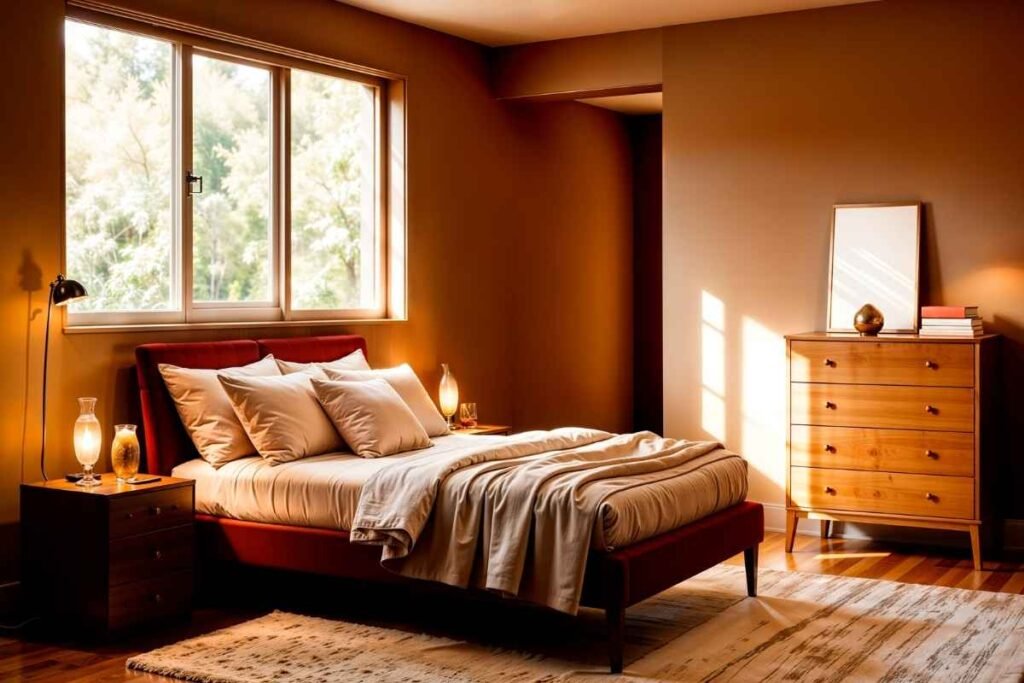 Sunlit Brown Guest Bedroom