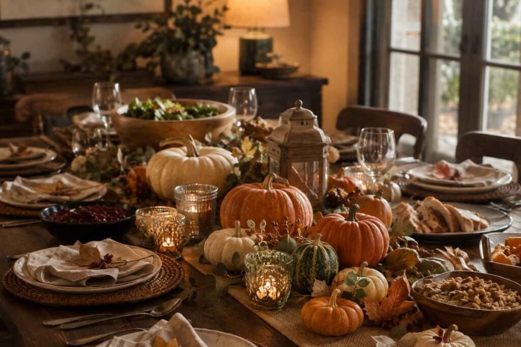 How to Style a Cozy Velvet Pumpkin Tablescape for Fall