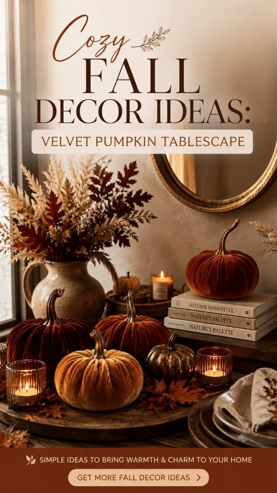 Cozy Fall Decor Ideas: Velvet Pumpkin Tablescape