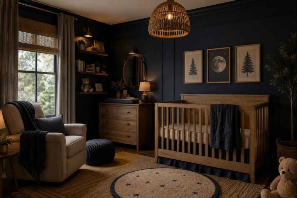 Moody Navy & Natural Wood Nursery