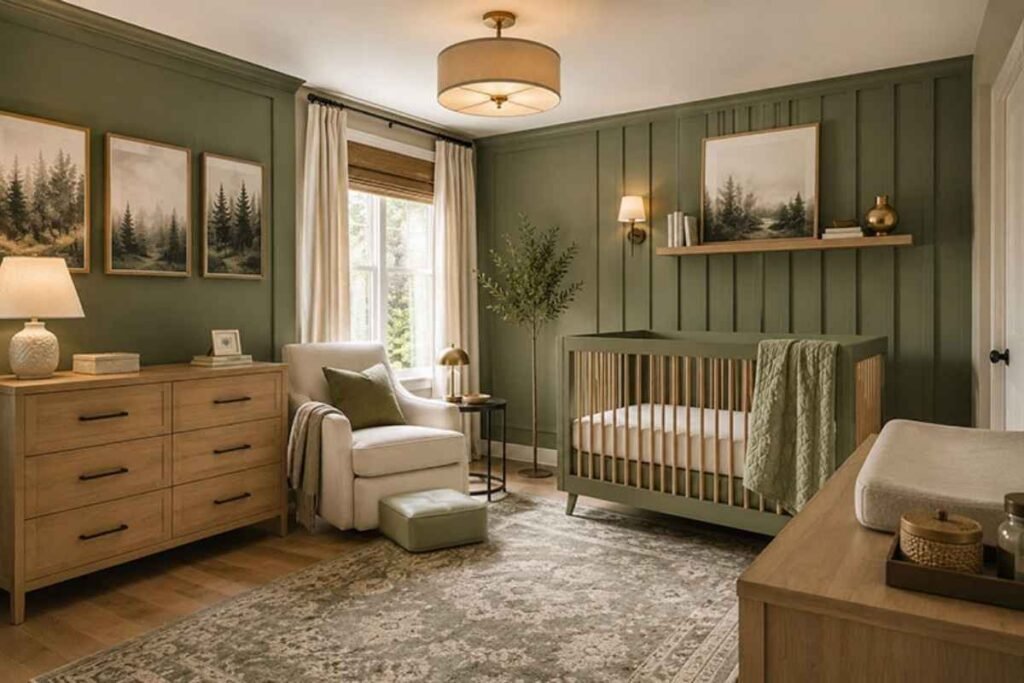 Sage & Natural Wood Modern Nursery