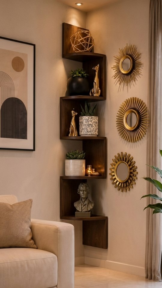 Dark Wood Display Shelves