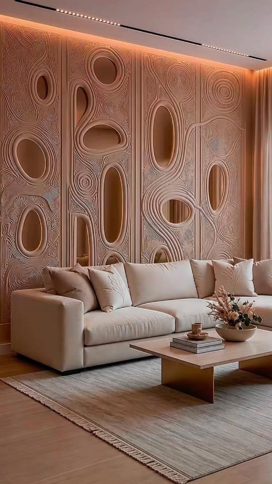 Modern Organic Rock & Warm Sconces