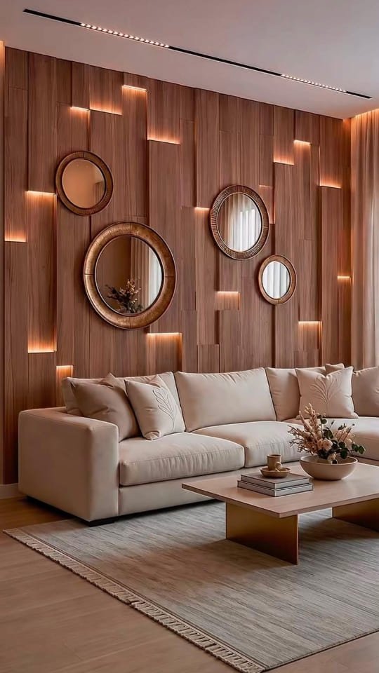 Vertical Ribbed Slats & Metallic Accents