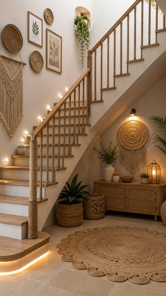 Boho Staircase Design Ideas for a Warm & Stylish Home