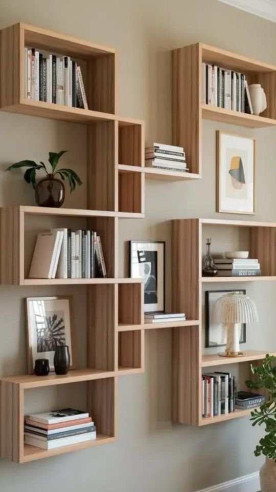 Asymmetrical Shelving Arrangement