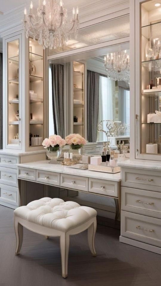 Grand Dressing Room With Central Vanity