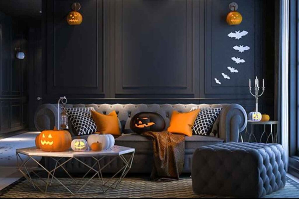 Moody Black & Orange Living Room
