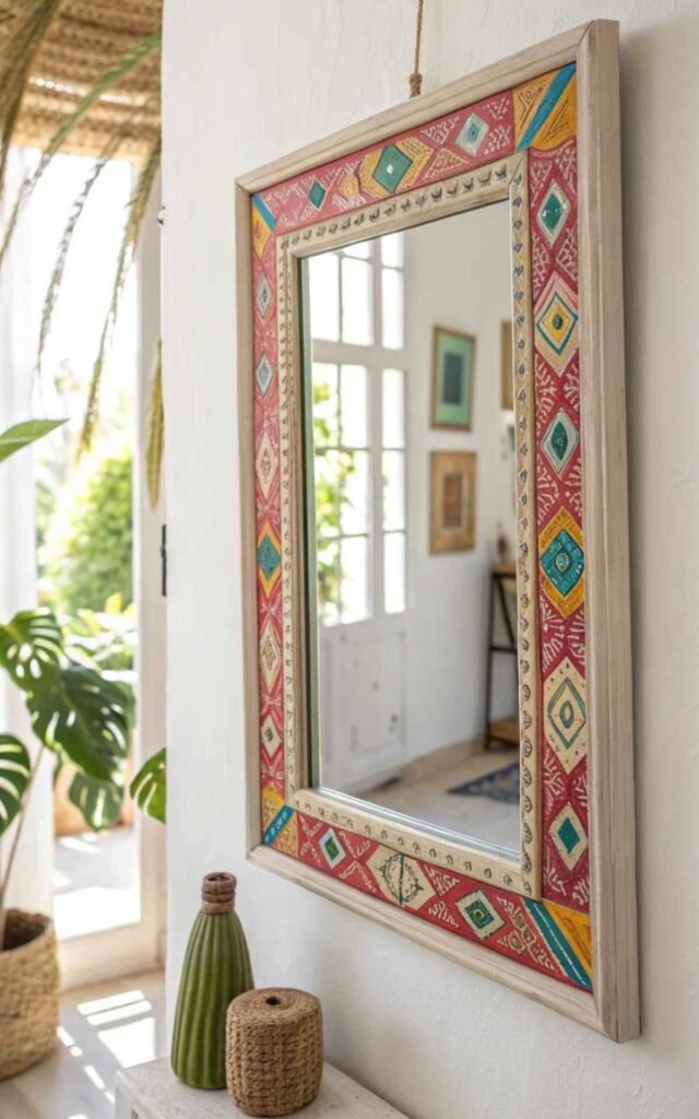 Hand-Painted Boho Mirror Frame