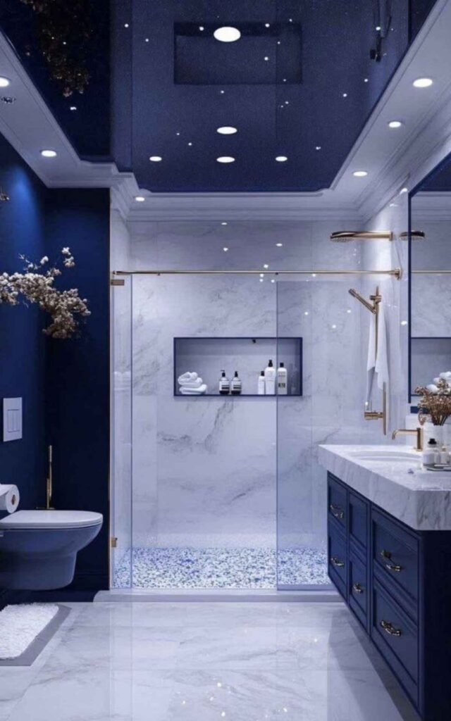 Floor-to-Ceiling Navy Blue Walls