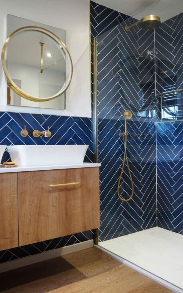 Navy Herringbone Tile for Texture