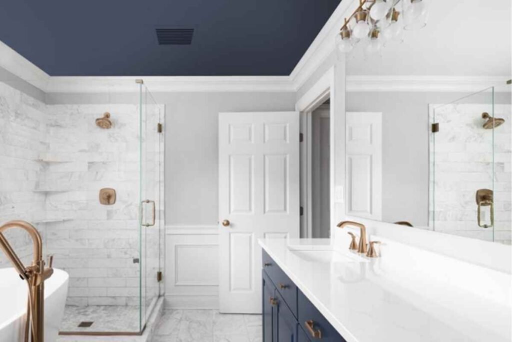 Navy Blue Ceiling for a Dramatic Finish