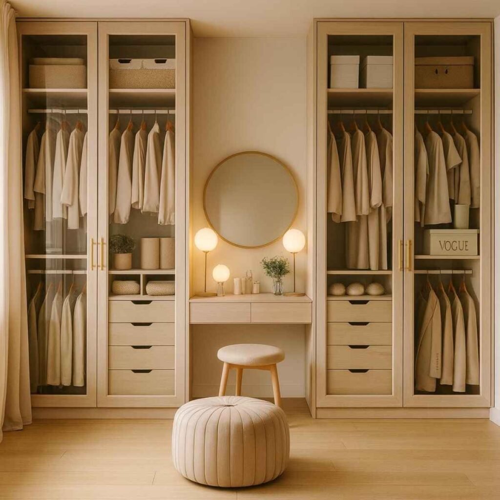 Built-In Vanity Between Two Wardrobes