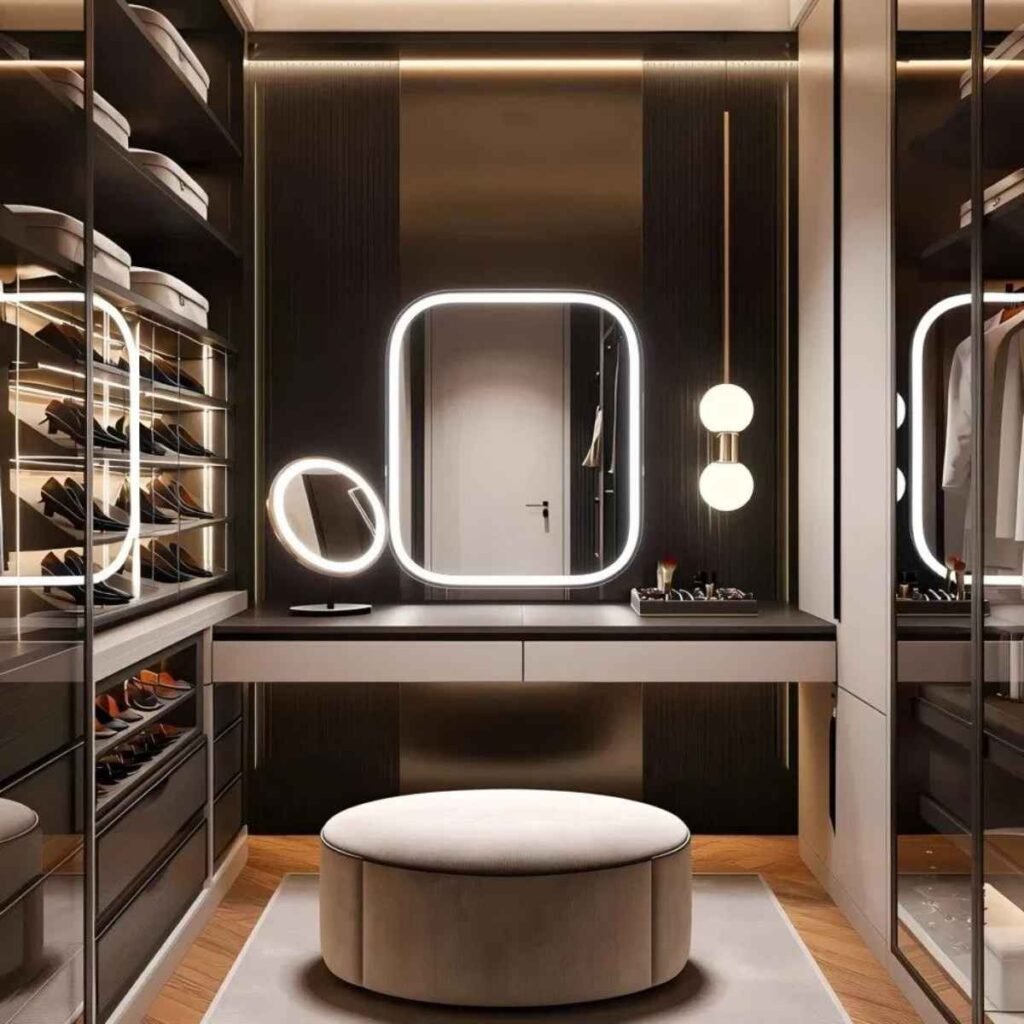 Boutique-Style Wardrobe With Illuminated Mirror