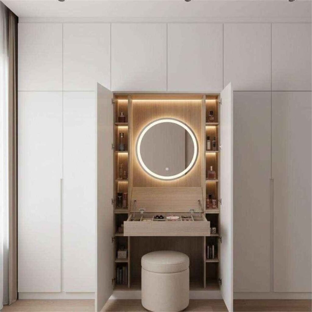 Hidden Vanity Behind Wardrobe Doors