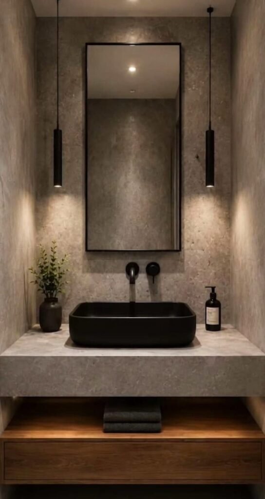 Matte Black Ceramic Basin with Wall-Mounted Faucets