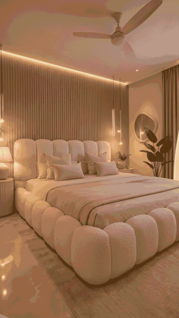 The Japandi Fluted Wood Cloud Bed