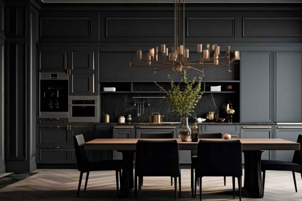 Dark Scandinavian Dining Area