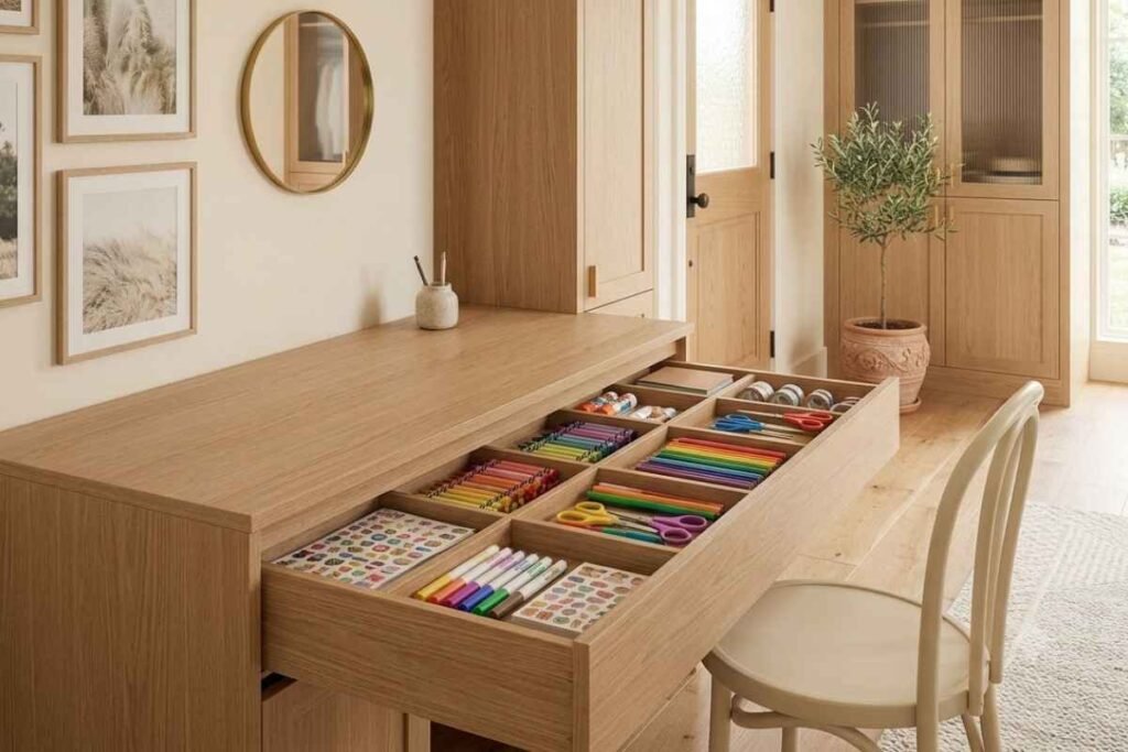 Create a Hidden Craft Drawer Beneath the Desk