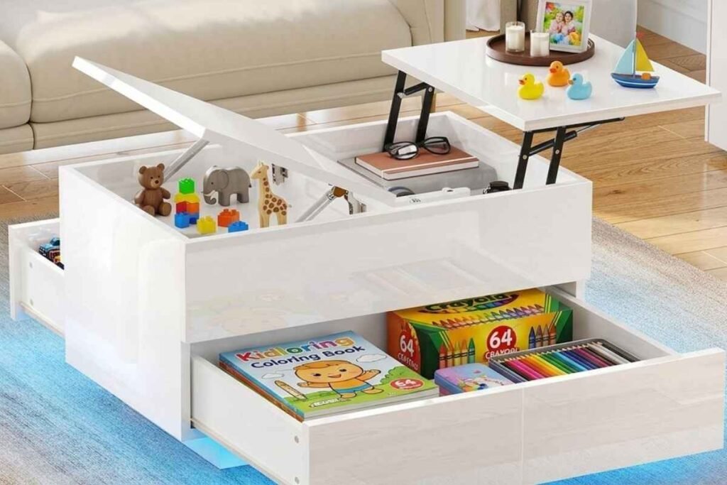 Give the Coffee Table a Hidden Toy Compartment