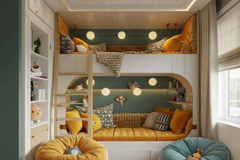 Draped Neutral Alcove Bunk
