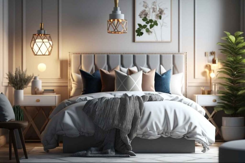 Scandinavian Bedroom with a Statement Headboard
