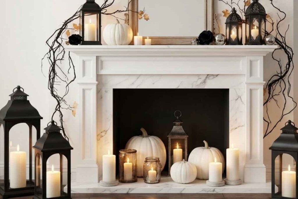 Modern Halloween Mantel